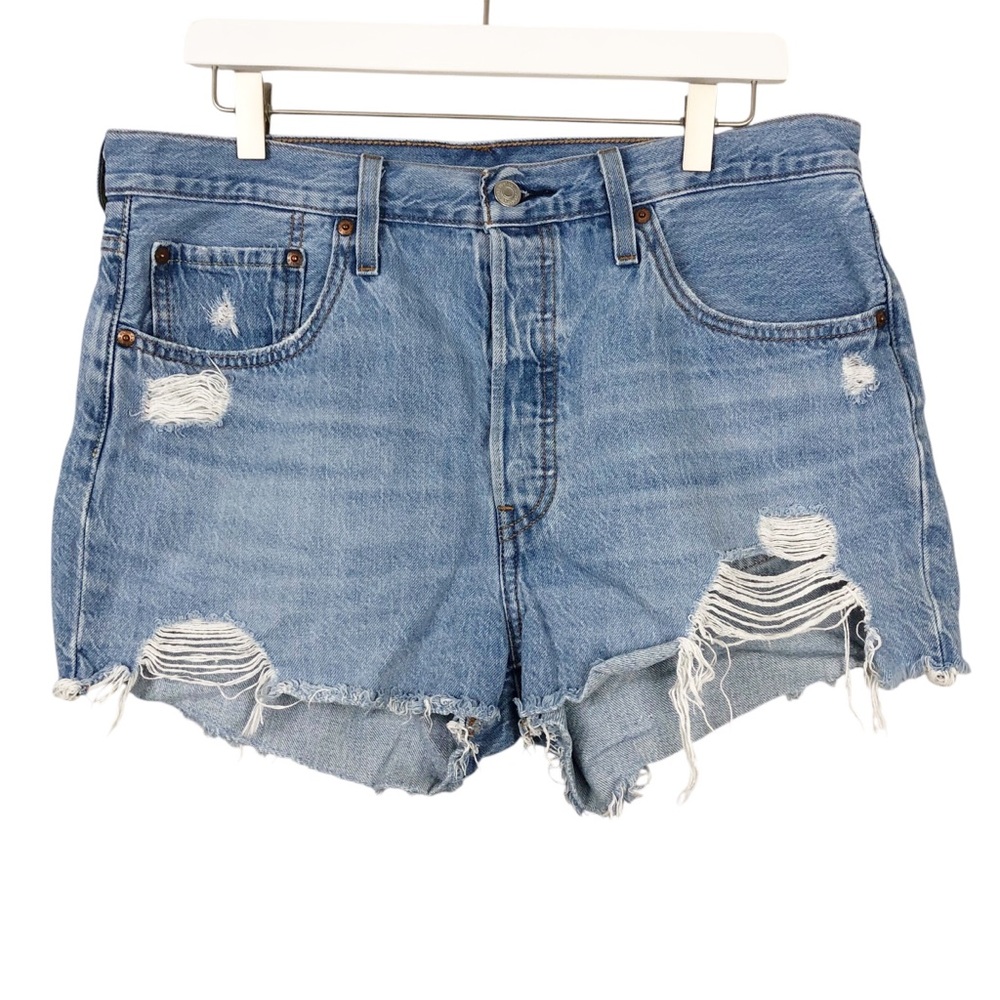 Levi's 501 Button Fly Distressed Jean Shorts - Picture 1 of 6
